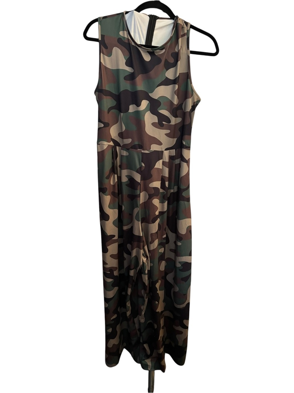 SHEIN Green Brown Black Camouflage Jumpsuit